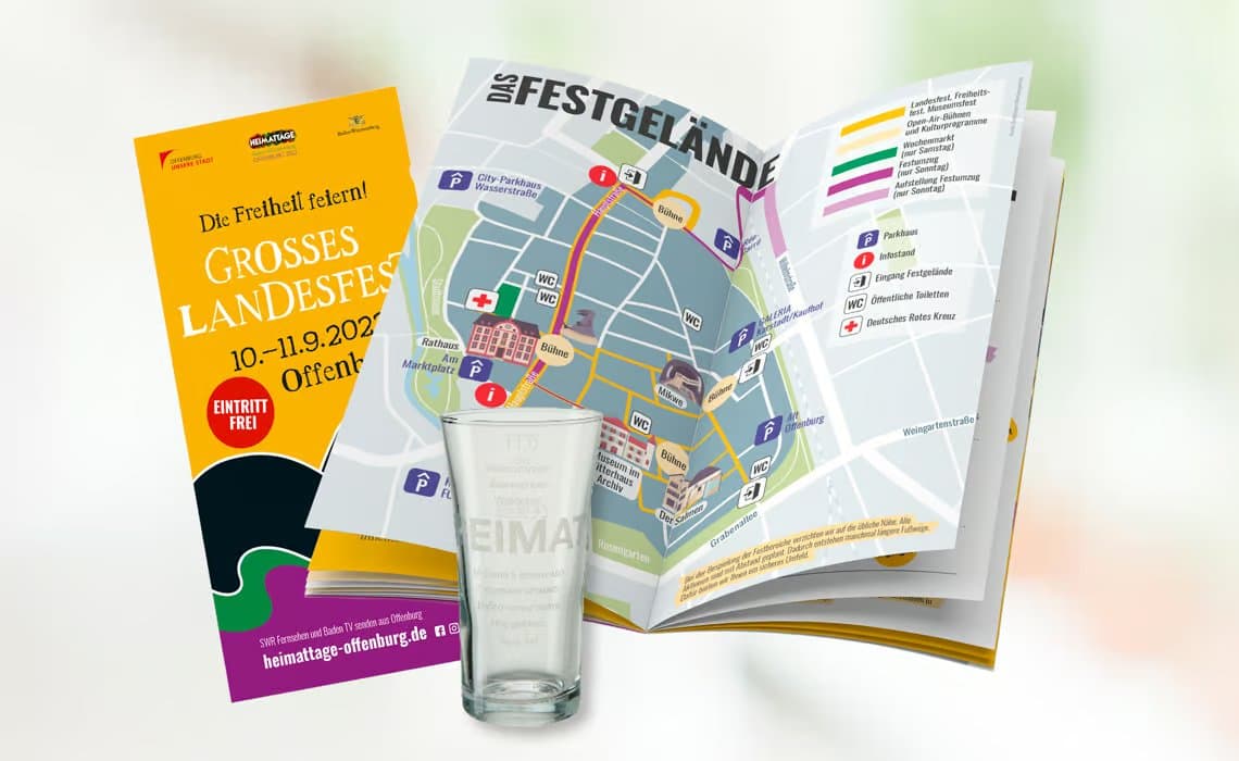 Flyer und Festgelände-Plan der Heimattage Offenburg