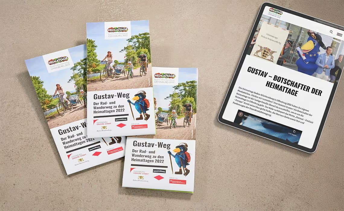 Broschüren zum Gustav-Weg und Website der Heimattage