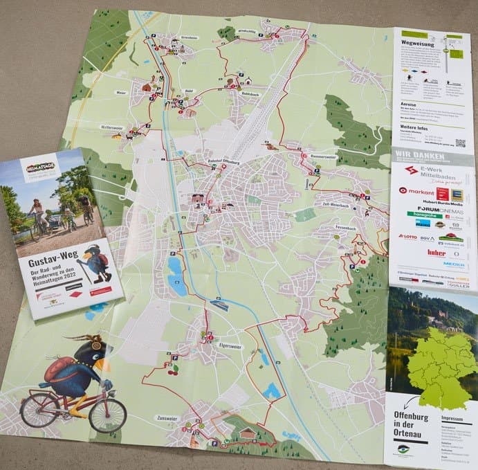 Faltkarte zum Gustav-Weg der Heimattage Offenburg